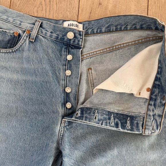 Agolde Light Blue Straight Leg Jeans - Picture 3 of 4